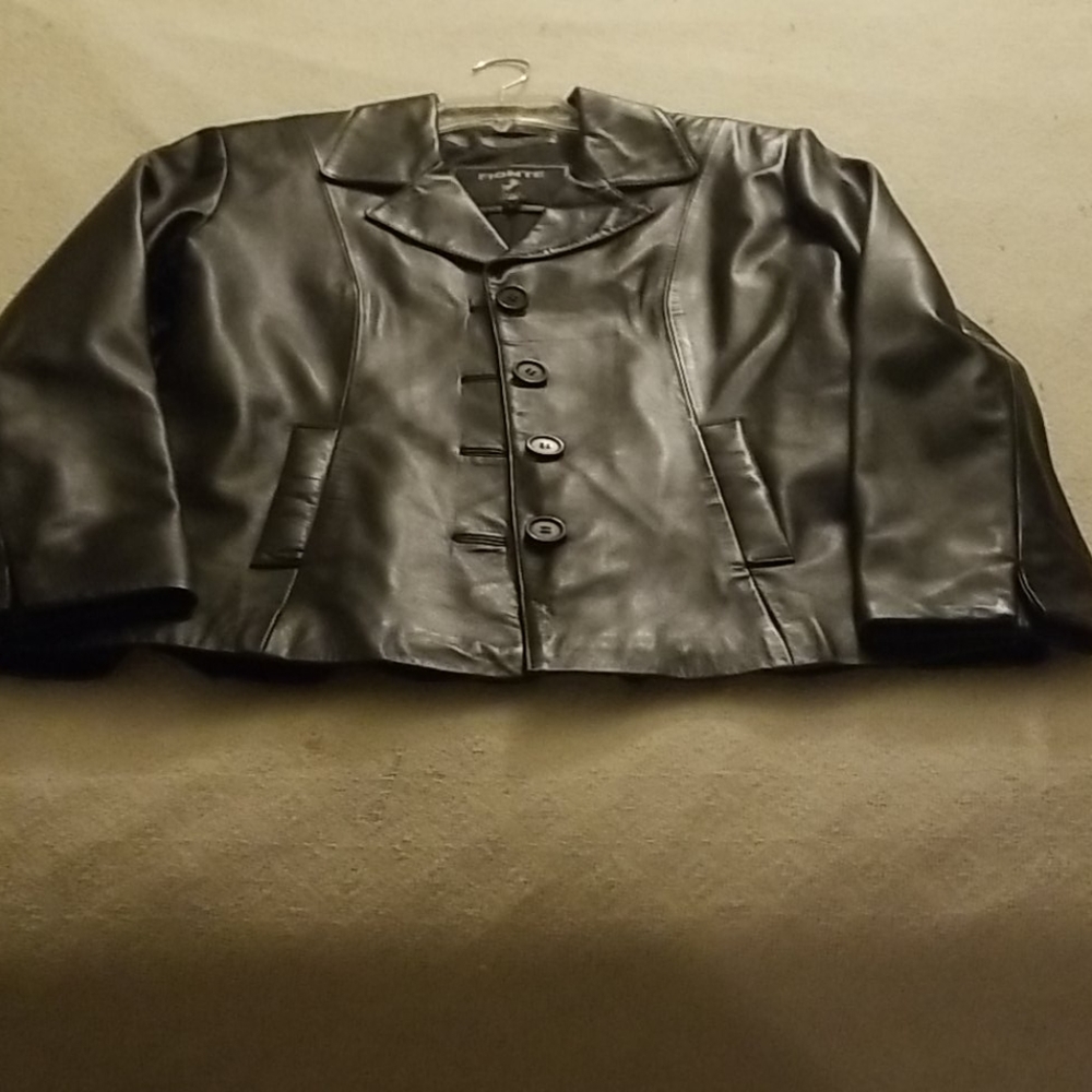 Italian Black Leather Blazer S
